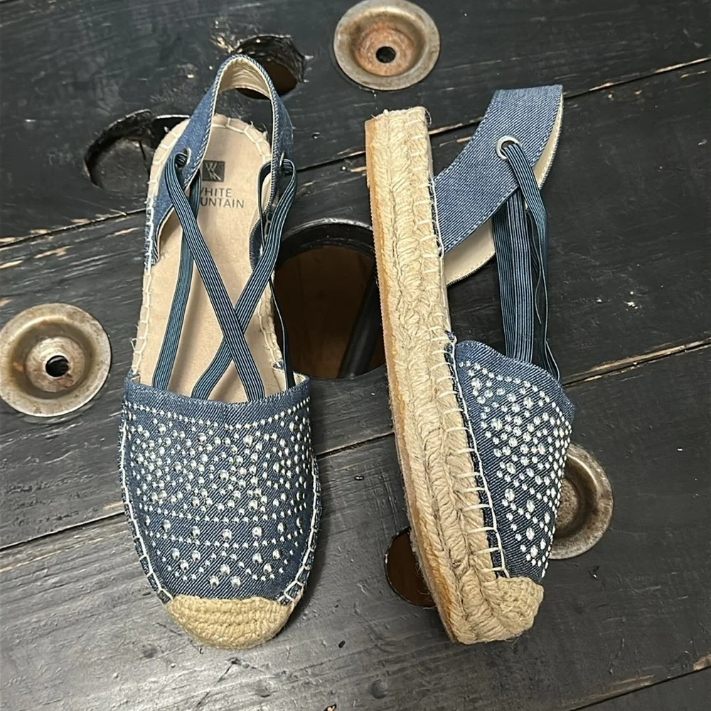 WHITE MOUNTAIN Highland Blue Denim Espadrille Sandals